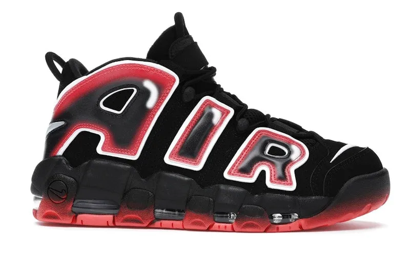 Nike Air More Uptempo Black White Laser Crimson