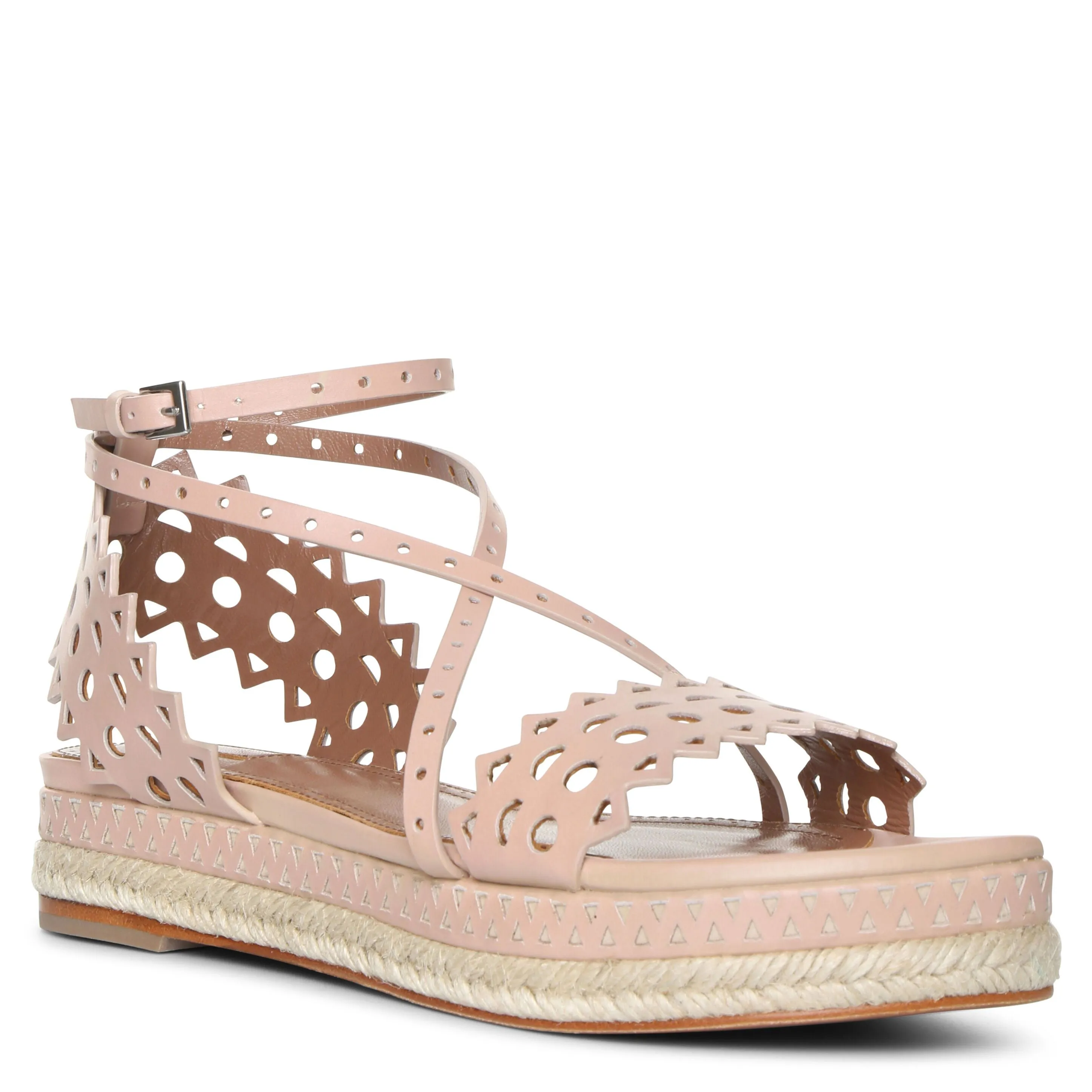 Nude calf leather espadrille sandals