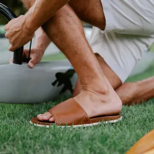 OluKai Men's Olali Leather Slide Sandals