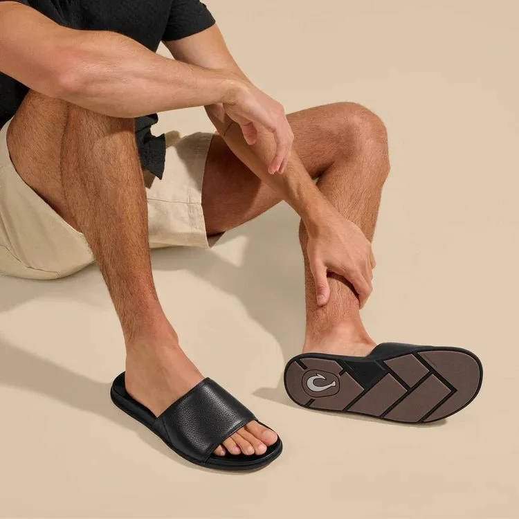 OluKai Men's Olali Leather Slide Sandals