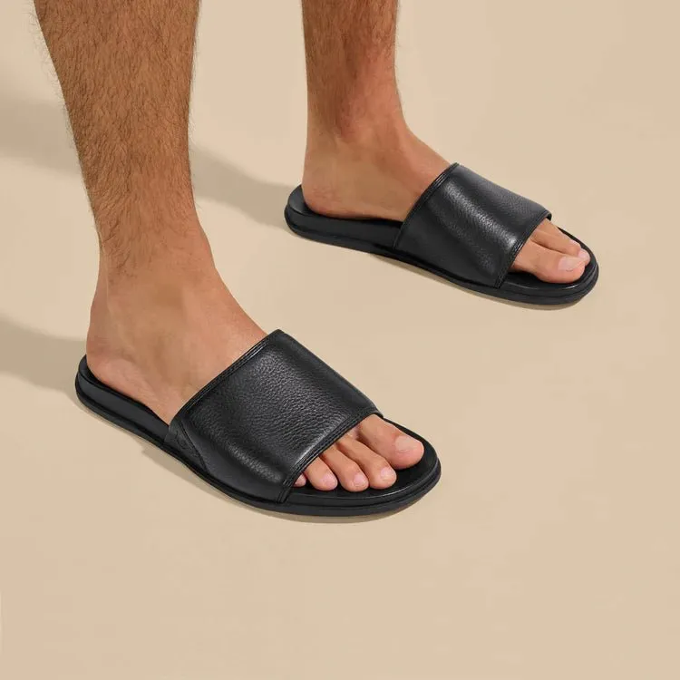 OluKai Men's Olali Leather Slide Sandals