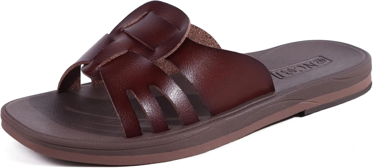 ONCAI Womens Sandals,Flat Dressy Square Toe Summer Beach Slides for Ladies Comfortable with Non-slip Rubber Soles Size US 6-11