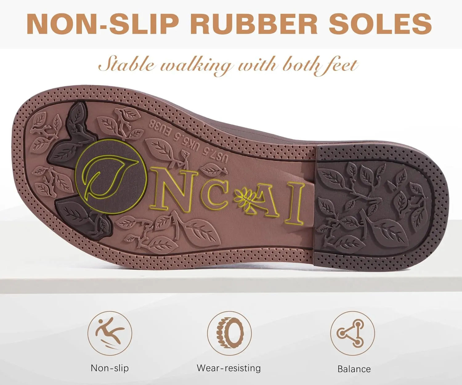 ONCAI Womens Sandals,Flat Dressy Square Toe Summer Beach Slides for Ladies Comfortable with Non-slip Rubber Soles Size US 6-11