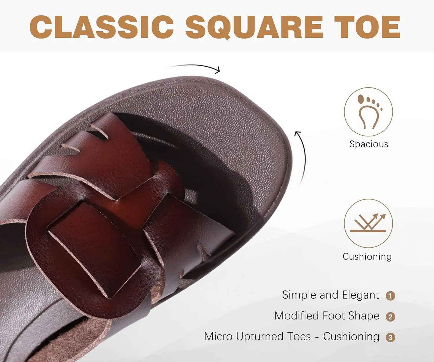 ONCAI Womens Sandals,Flat Dressy Square Toe Summer Beach Slides for Ladies Comfortable with Non-slip Rubber Soles Size US 6-11