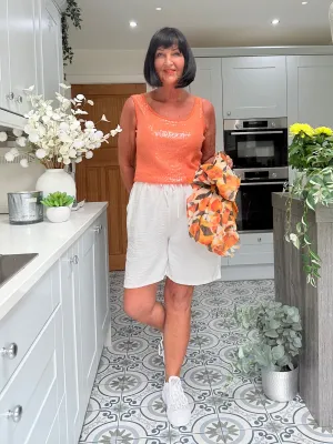 Orange Sequin Vest Top Rebecca