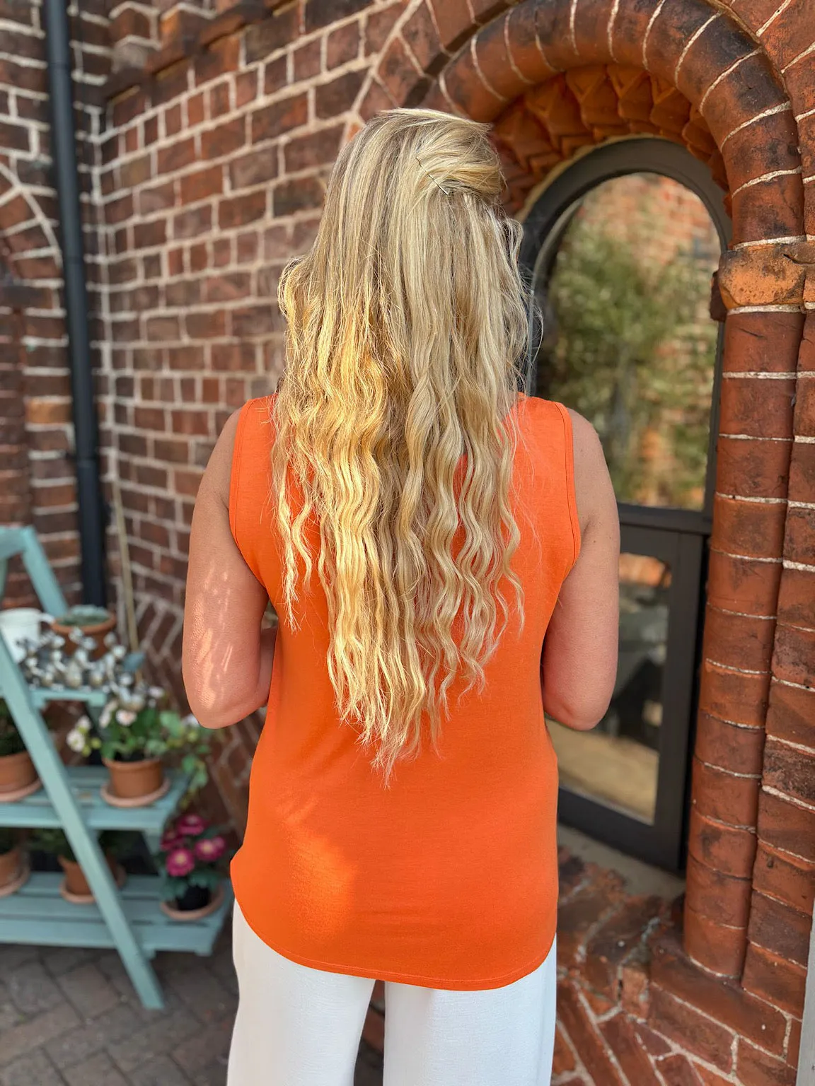 Orange Sequin Vest Top Rebecca
