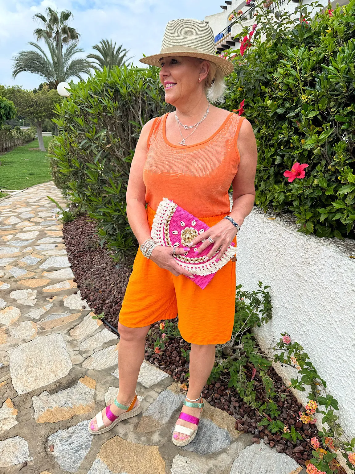 Orange Sequin Vest Top Rebecca