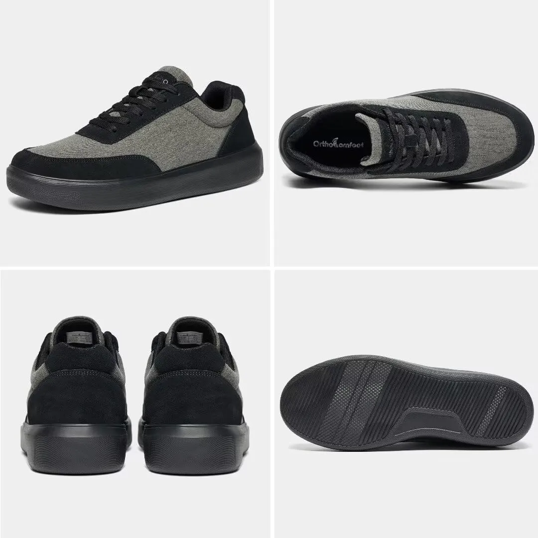 OrthoComfoot Men's Orthopedic Fashion Sneakers for Plantar Fasciitis: Comfortable Orthotic Walking Shoes with Arch Support, Casual Orthotic Flat Feet Shoes for Ankle and Foot Pain Relief