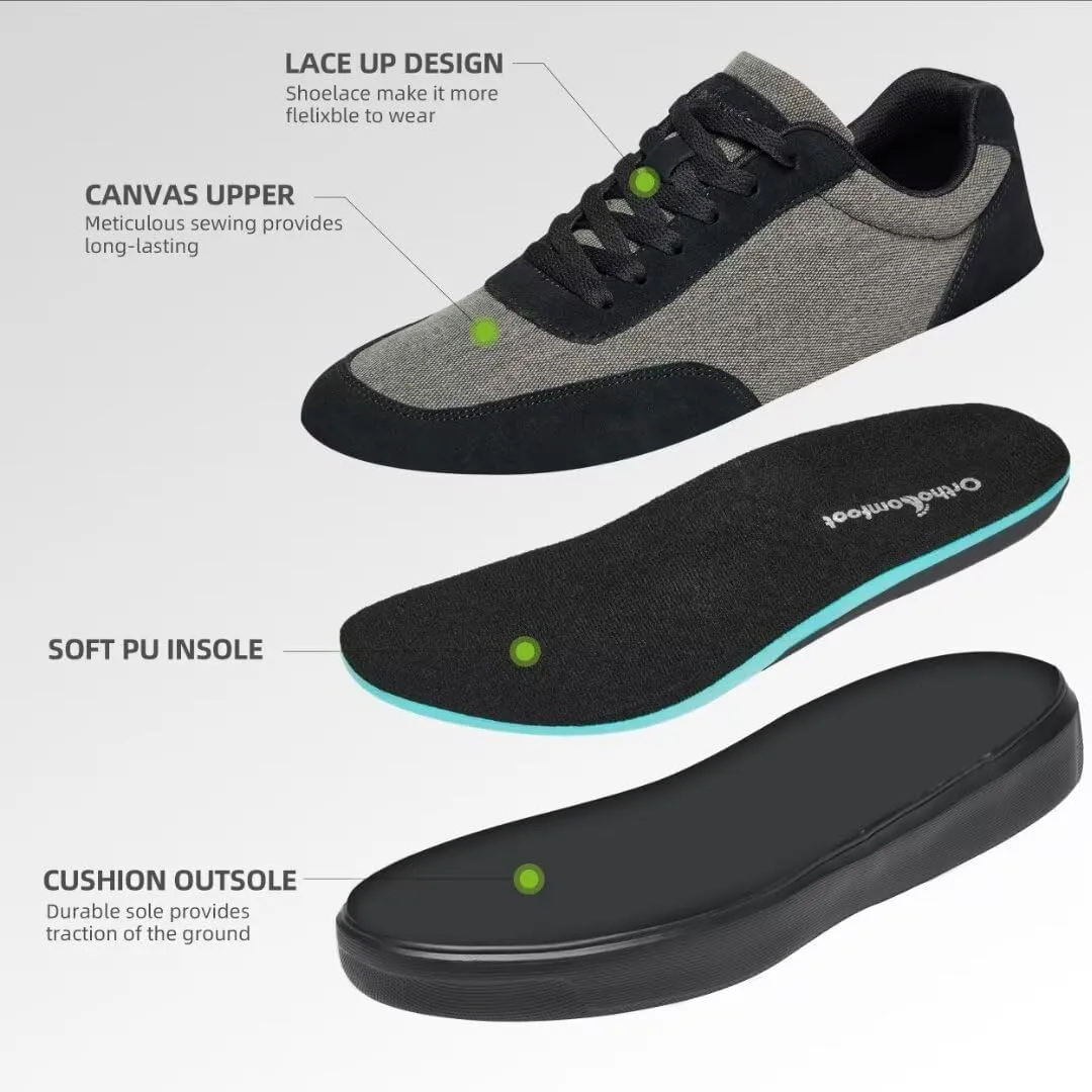 OrthoComfoot Men's Orthopedic Fashion Sneakers for Plantar Fasciitis: Comfortable Orthotic Walking Shoes with Arch Support, Casual Orthotic Flat Feet Shoes for Ankle and Foot Pain Relief