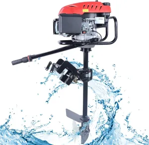 Outboard Motor 4-Stroke Gas Powered, 170cc Heavy Duty Fishing Boat Engine, Air Cooling & CDI System for Inflatable Boats, Fishing Boats, Sailboats, Yachts, Canoes