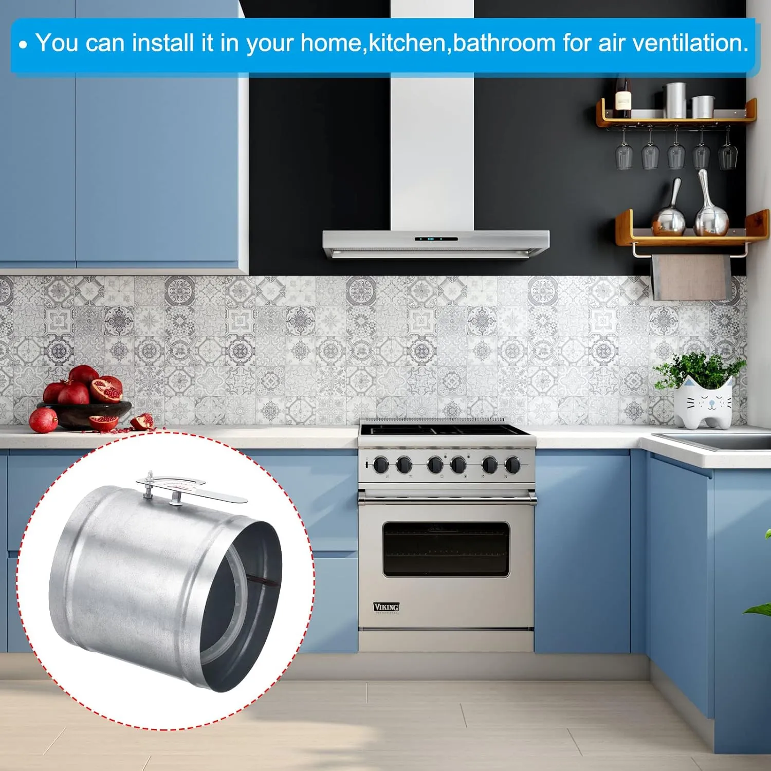 PATIKIL 8" HVAC Duct Manual Volume Damper, Metal Adjustment Airflow Ducting Backdraft Damper Control for Air Ventilation System