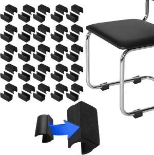 PATIKIL Rectangle U Shaped Chair Leg Tips Caps with Felt Pads, 50 Pack Slide Smoothly Furniture Feet Floor No Scratches No Noise Protectors Protect Hardwood Floors Fit Dia 19 mm Leg, Black