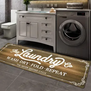 Pauwer Farmhouse Laundry Room Rug Runner 20"x59" Rubber Non Slip Kitchen Mats for Floor Waterproof Laundry Area Rug Washable Floor Carpet Runner for Entryway Bathroom Hallway Mudroom