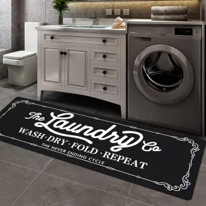 Pauwer Farmhouse Laundry Room Rug Runner 20"x59" Rubber Non Slip Kitchen Mats for Floor Waterproof Laundry Area Rug Washable Floor Carpet Runner for Entryway Bathroom Hallway Mudroom