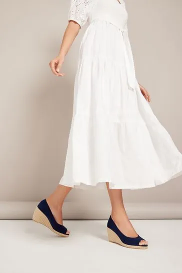 Peep Toe Espadrille Mid Height Wedge