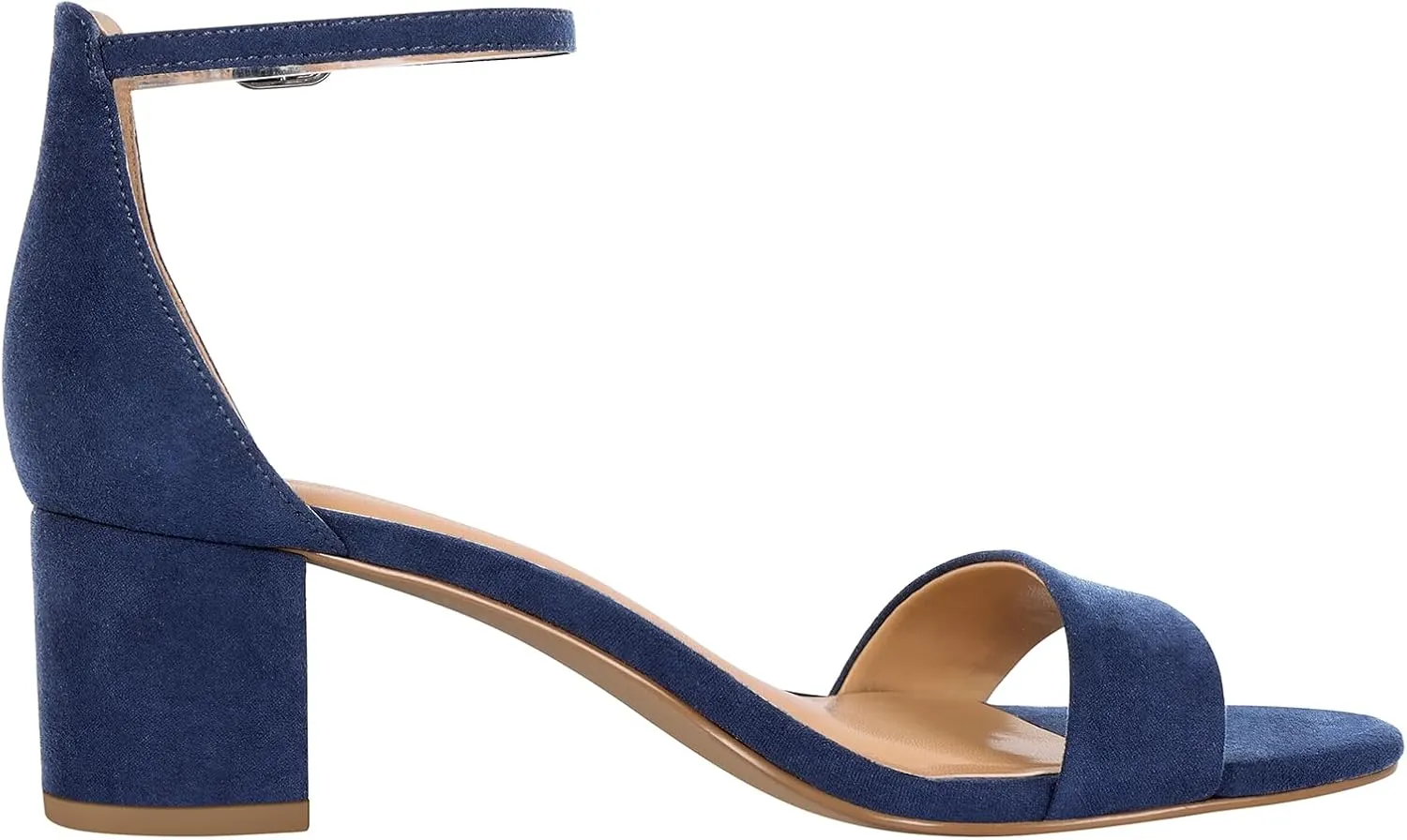 PIZZ ANNU Women's Low Block Chunky Heels Sandals Comfortable Open Toe Ankle Strap Party Dress Pump Shoes Strappy Buckle Heeled Sandal with 2 Inches Tall Thick Heel Design