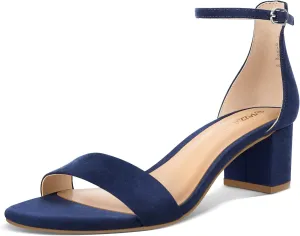 PIZZ ANNU Women's Low Block Chunky Heels Sandals Comfortable Open Toe Ankle Strap Party Dress Pump Shoes Strappy Buckle Heeled Sandal with 2 Inches Tall Thick Heel Design