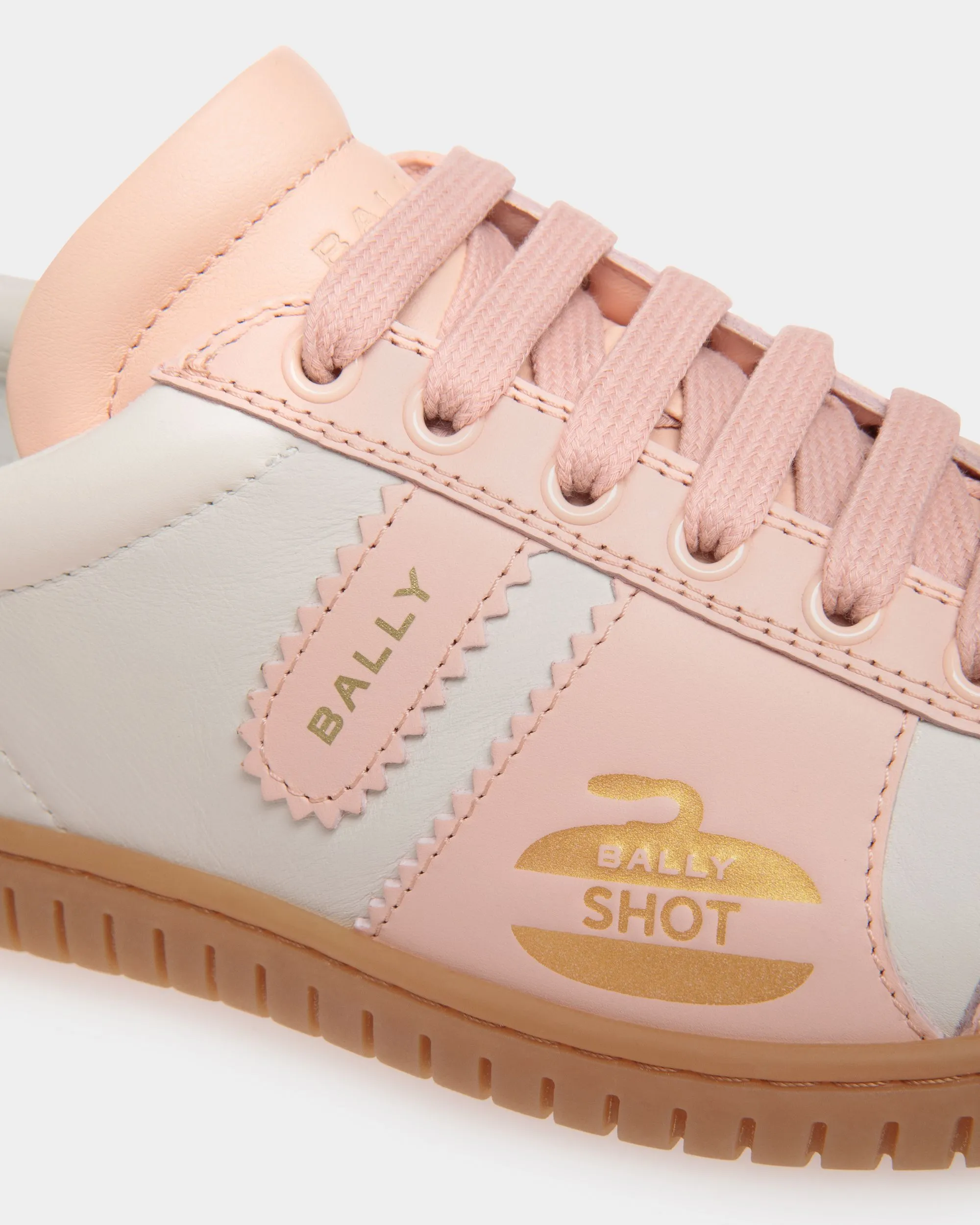 Player Sneaker in White and Baby Pink Leather