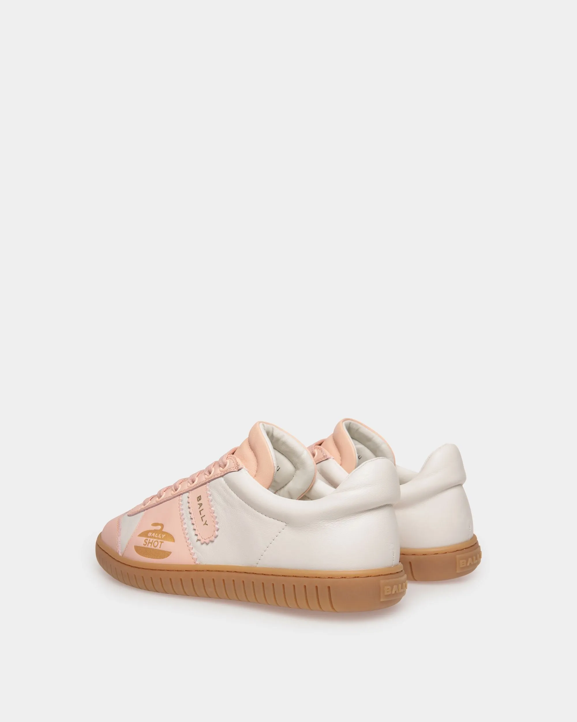 Player Sneaker in White and Baby Pink Leather