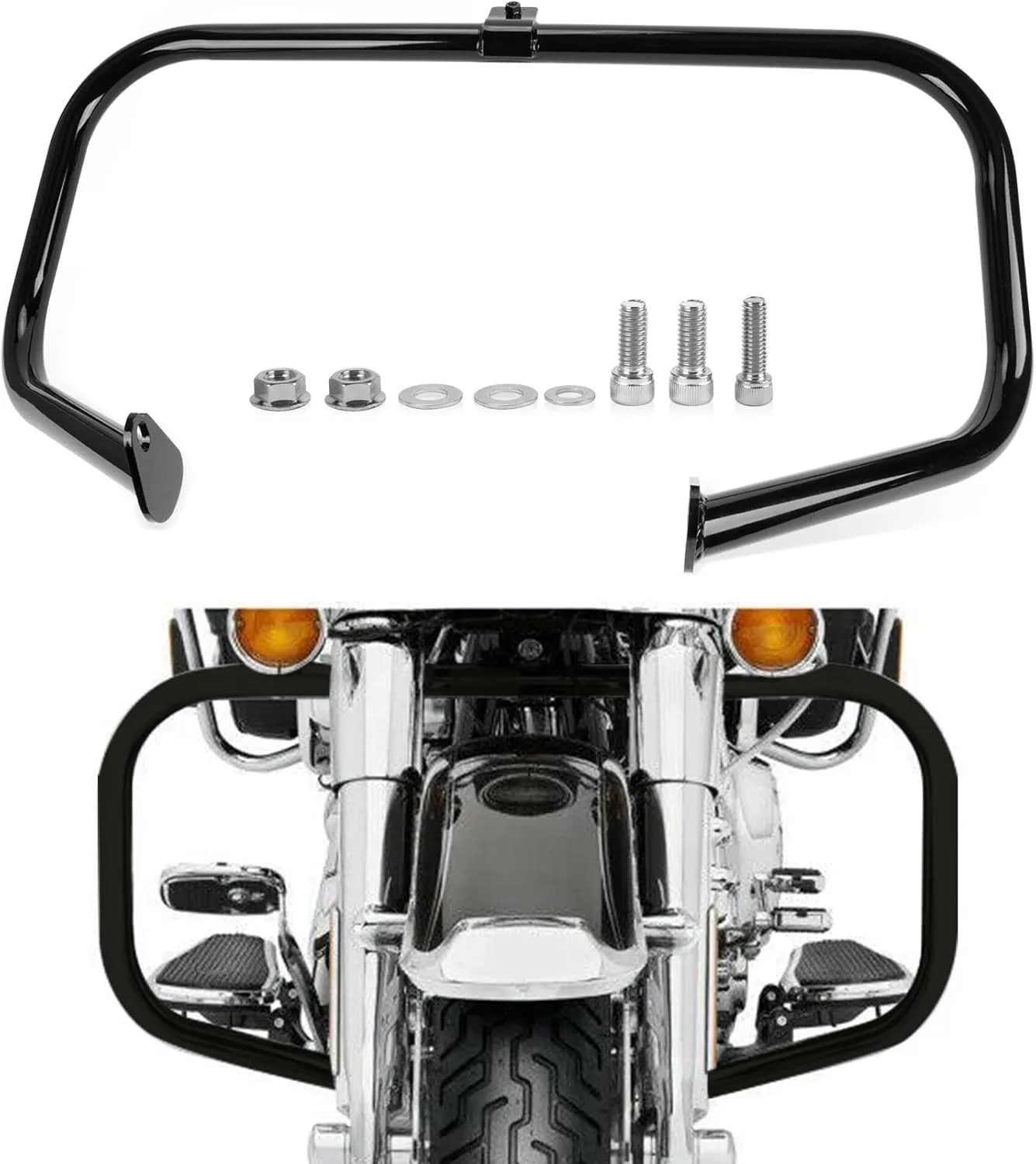 PSLER Crash Bar Engine Guards for Touring Road Glide Road King Street Glide Electra Glide CVO and Trike Models 1997-2008 OEM 46549-03(Black)