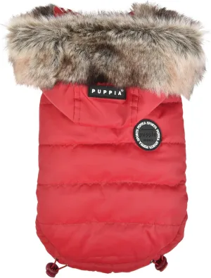 Puppia Hollis Winter Reversible Hooded Winter Dog Coat Warm Comfortable Fashionable for Small and Medium Dogs, RED, X-Large