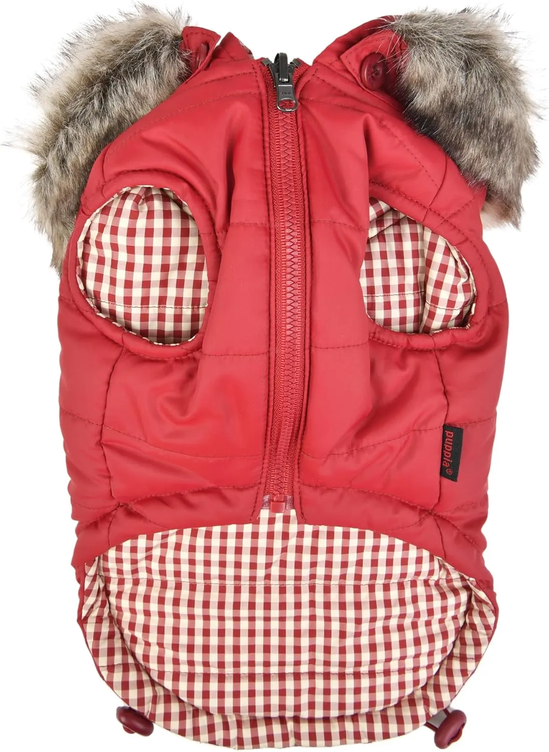 Puppia Hollis Winter Reversible Hooded Winter Dog Coat Warm Comfortable Fashionable for Small and Medium Dogs, RED, X-Large
