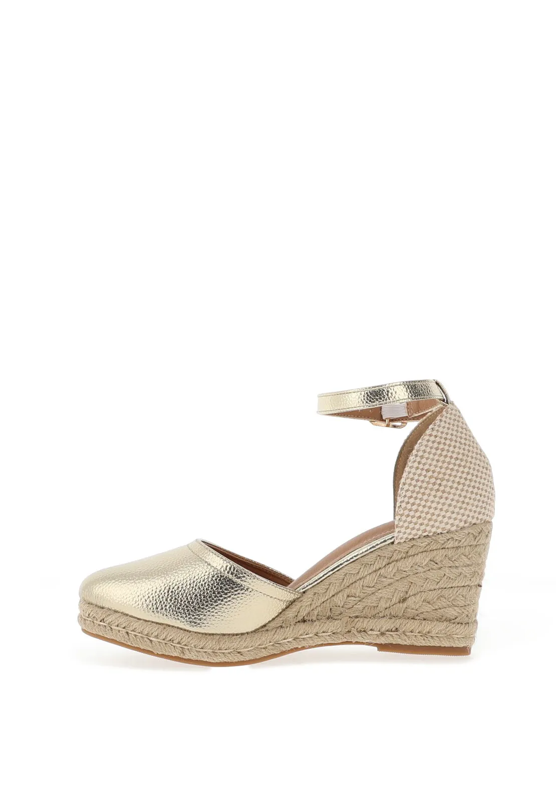 Redz Metallic Espadrille Wedge Sandals, Gold