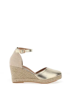 Redz Metallic Espadrille Wedge Sandals, Gold