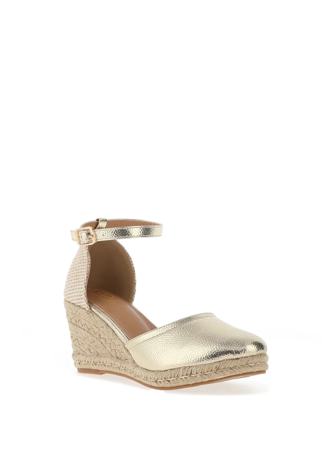 Redz Metallic Espadrille Wedge Sandals, Gold