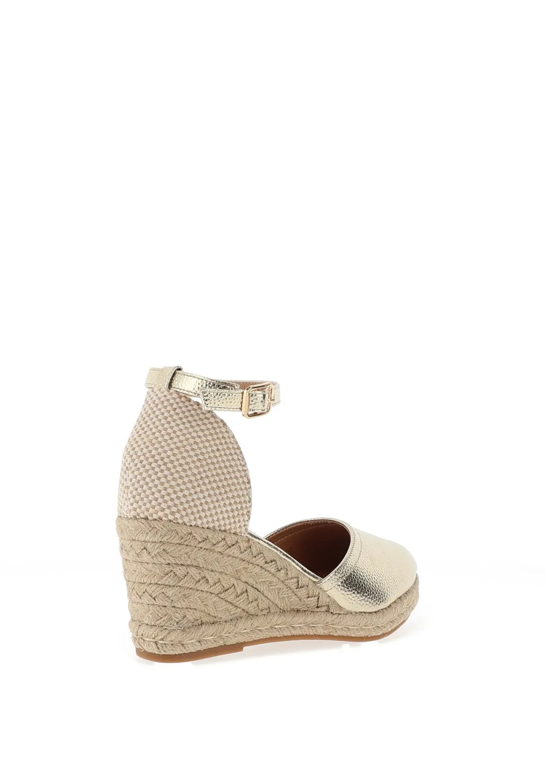 Redz Metallic Espadrille Wedge Sandals, Gold