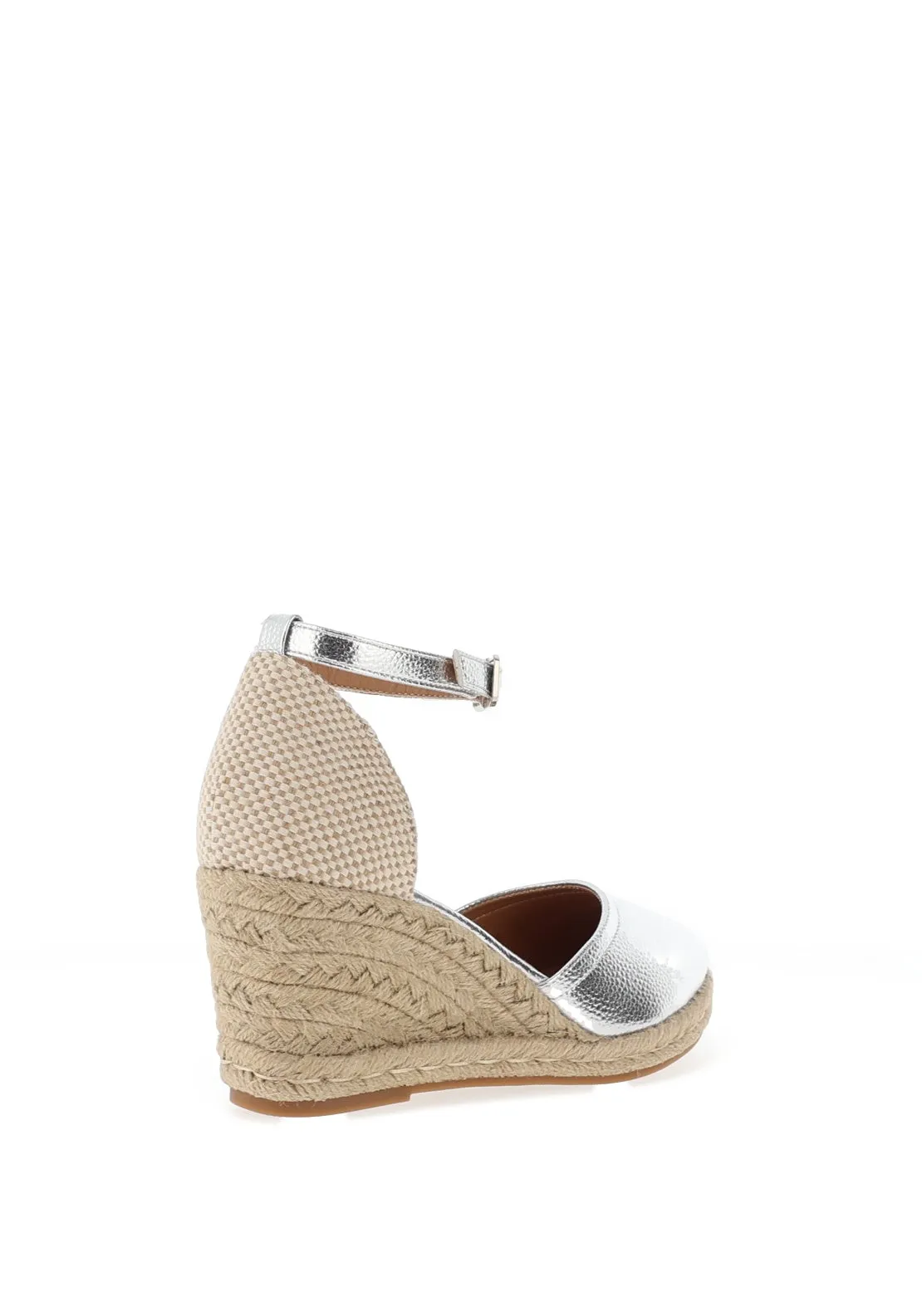 Redz Metallic Espadrille Wedge Sandals, Silver
