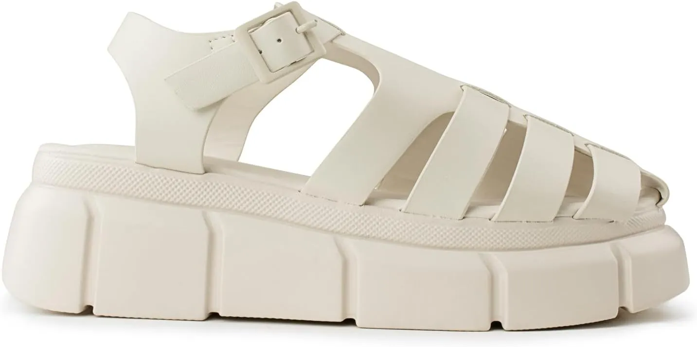 RF ROOM OF FASHION Women's Cutout Lug Sole Platform Fisherman Clog Sandals