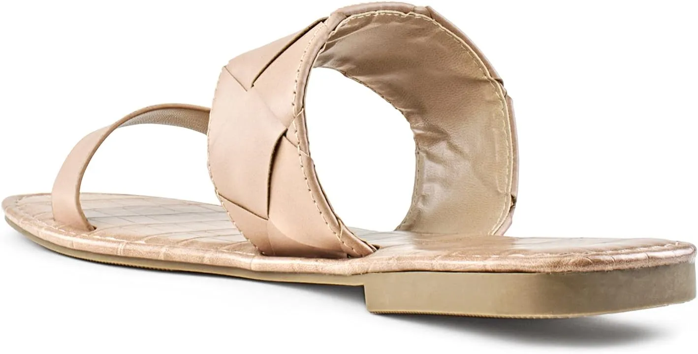 RF ROOM OF FASHION Women's Woven Double Band Slide Sandals