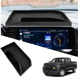 Ruiya Fit Silverado 1500 Behind Screen Organizer 2022-2025 Chevy Silverado 1500 Accessories Dash Storage Tray Compatible with 2022 2023 2024 2025 Chevy Silverado 1500(Only Fit 13.4-inch Screen)