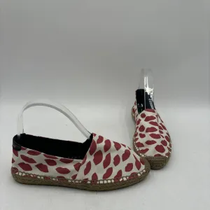 Saint Laurent White/Red Canvas Round Toe Slip On Flat Espadrilles, Women’s 37 - Very Good