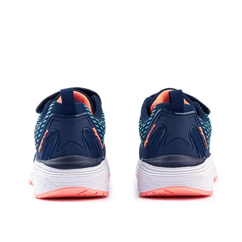 SFIDA Monsoon Girls Velcro Running Shoe Navy/Mint/Coral