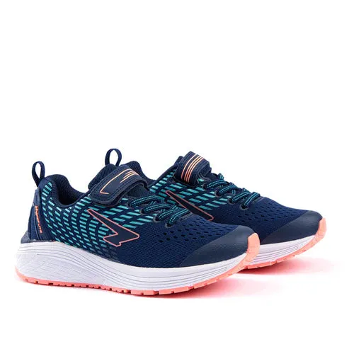 SFIDA Monsoon Girls Velcro Running Shoe Navy/Mint/Coral