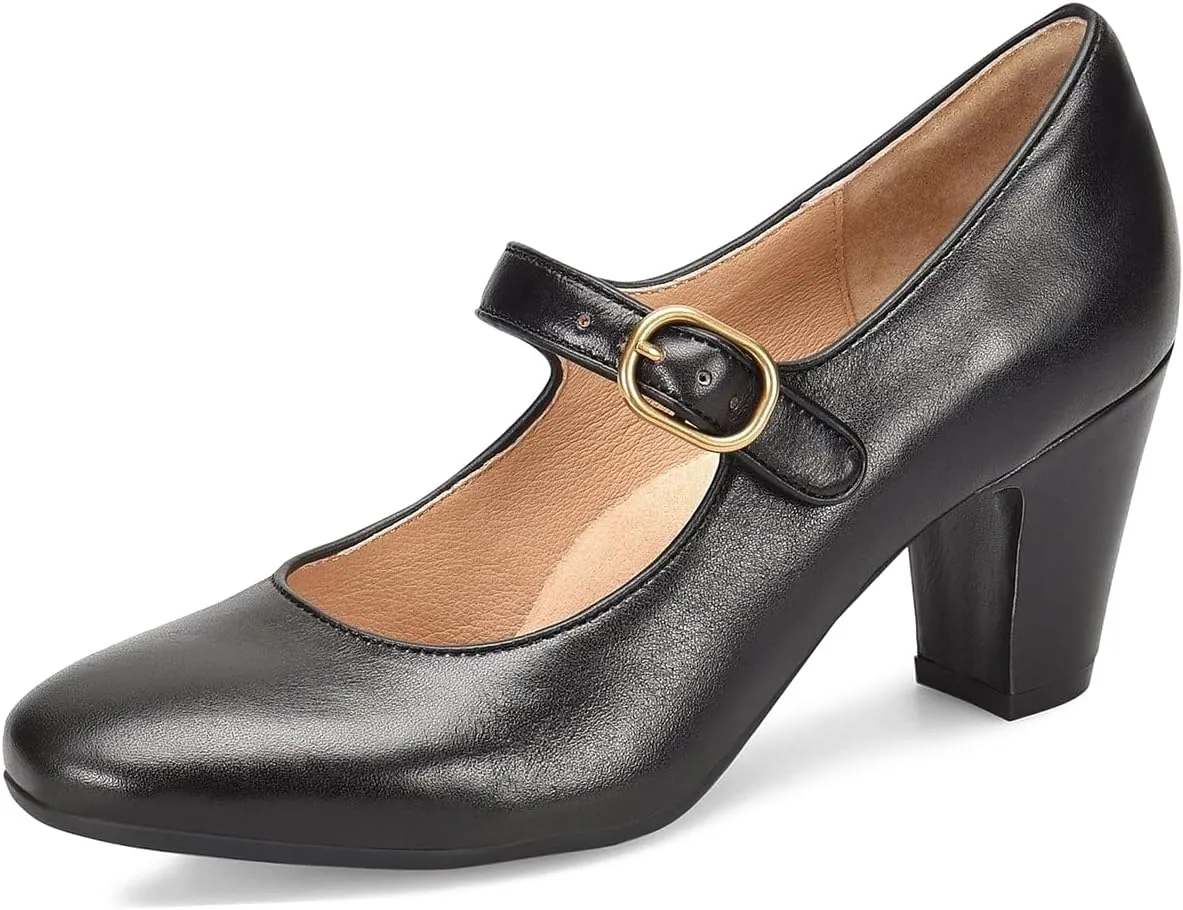 SHODENSE Women Retro Kitten Heel Mary Jane Pumps Shoes Round Closed Toe Ankle Strap Dress Sandals Chunky Block Mid Heel Two-tone Burnished Mary Janes Lolita Shoes Office Ladies Wedding Party 4-11 M US