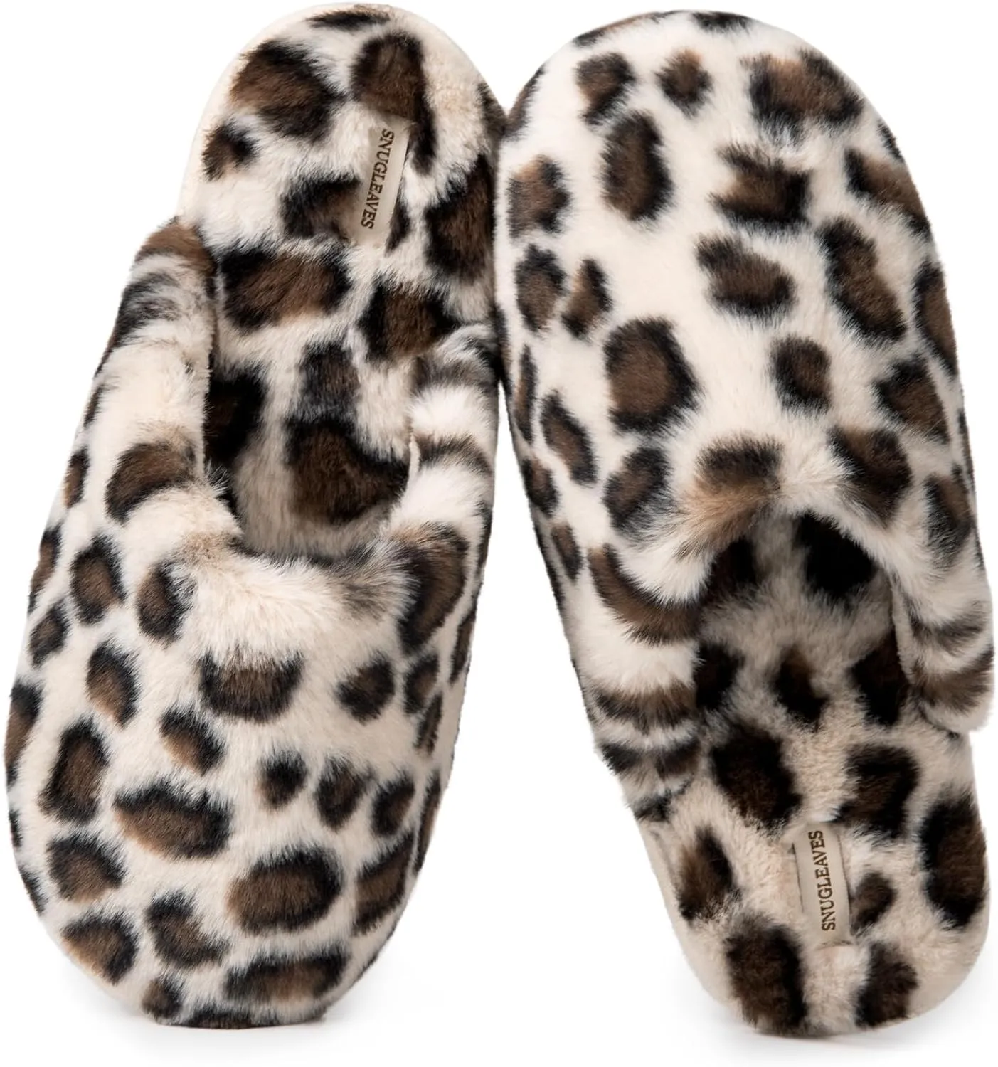 Snug Leaves Women's Fuzzy Scuff Slippers Soft Comfy Memory Foam Non-slip Indoor House Shoes
