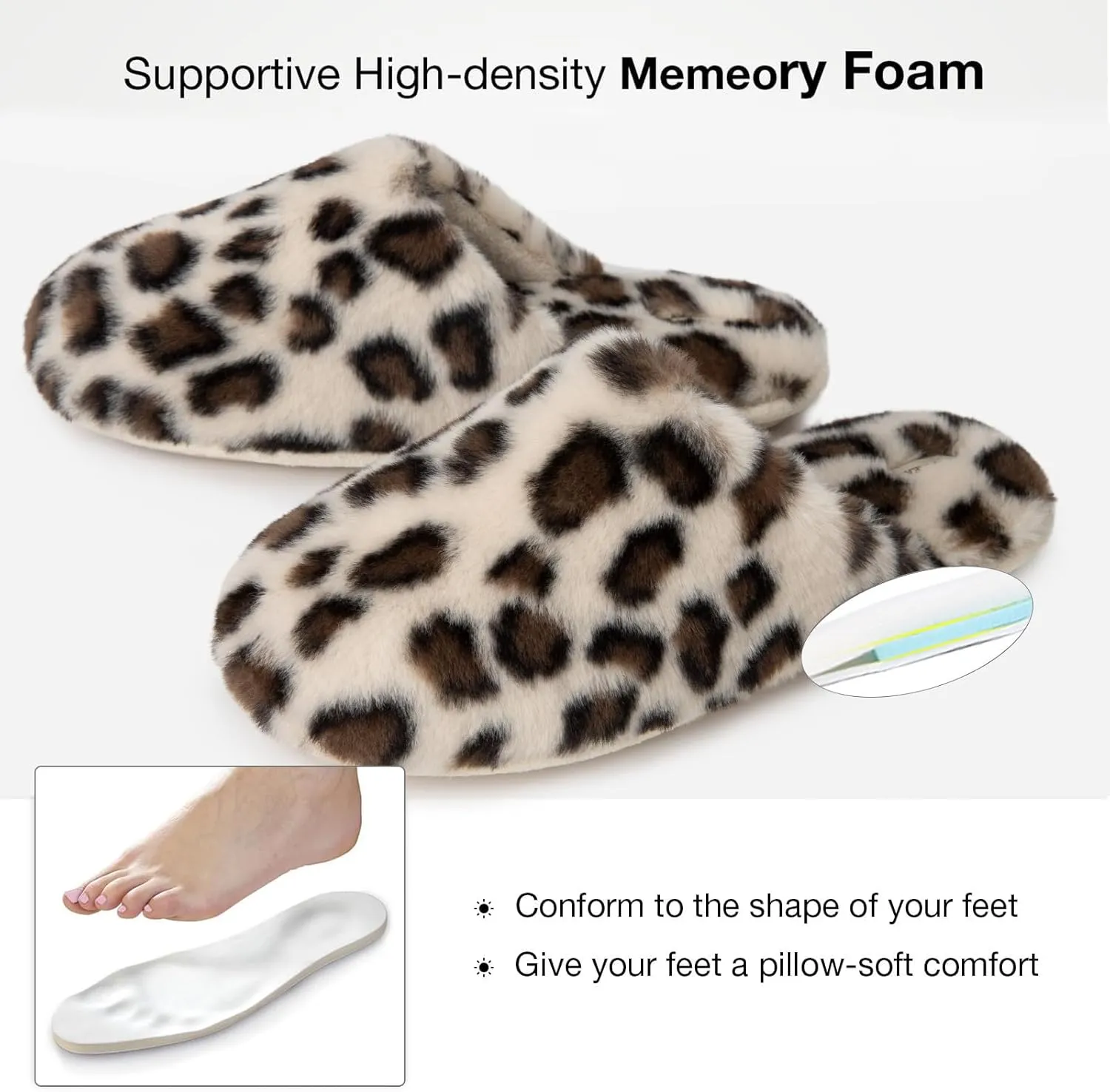 Snug Leaves Women's Fuzzy Scuff Slippers Soft Comfy Memory Foam Non-slip Indoor House Shoes