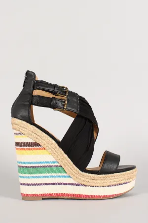 Soda Open Extensive collection Pleated Criss Cross Toe Premium offer Print Wedge Tribal