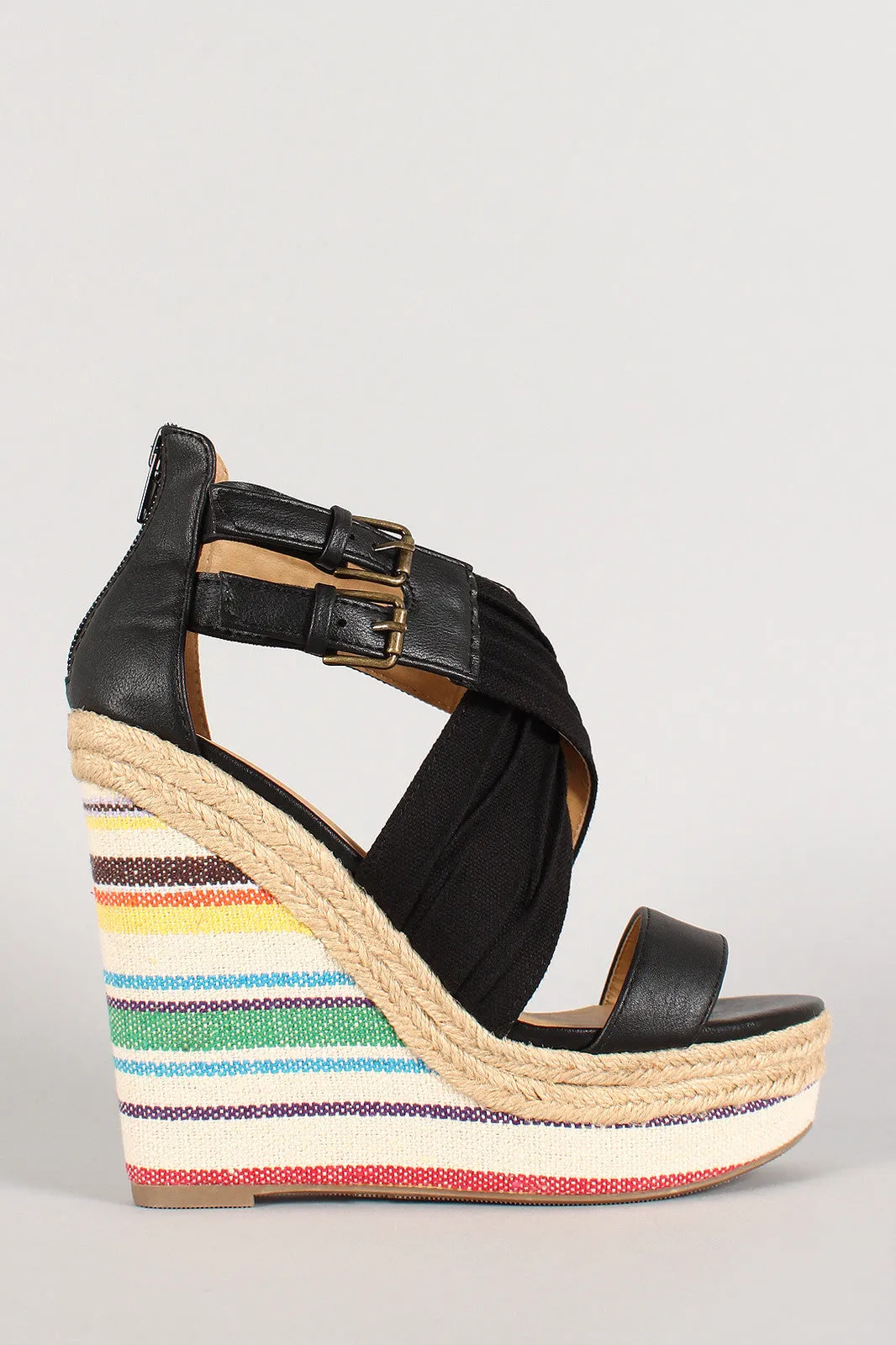 Soda Open Extensive collection Pleated Criss Cross Toe Premium offer Print Wedge Tribal