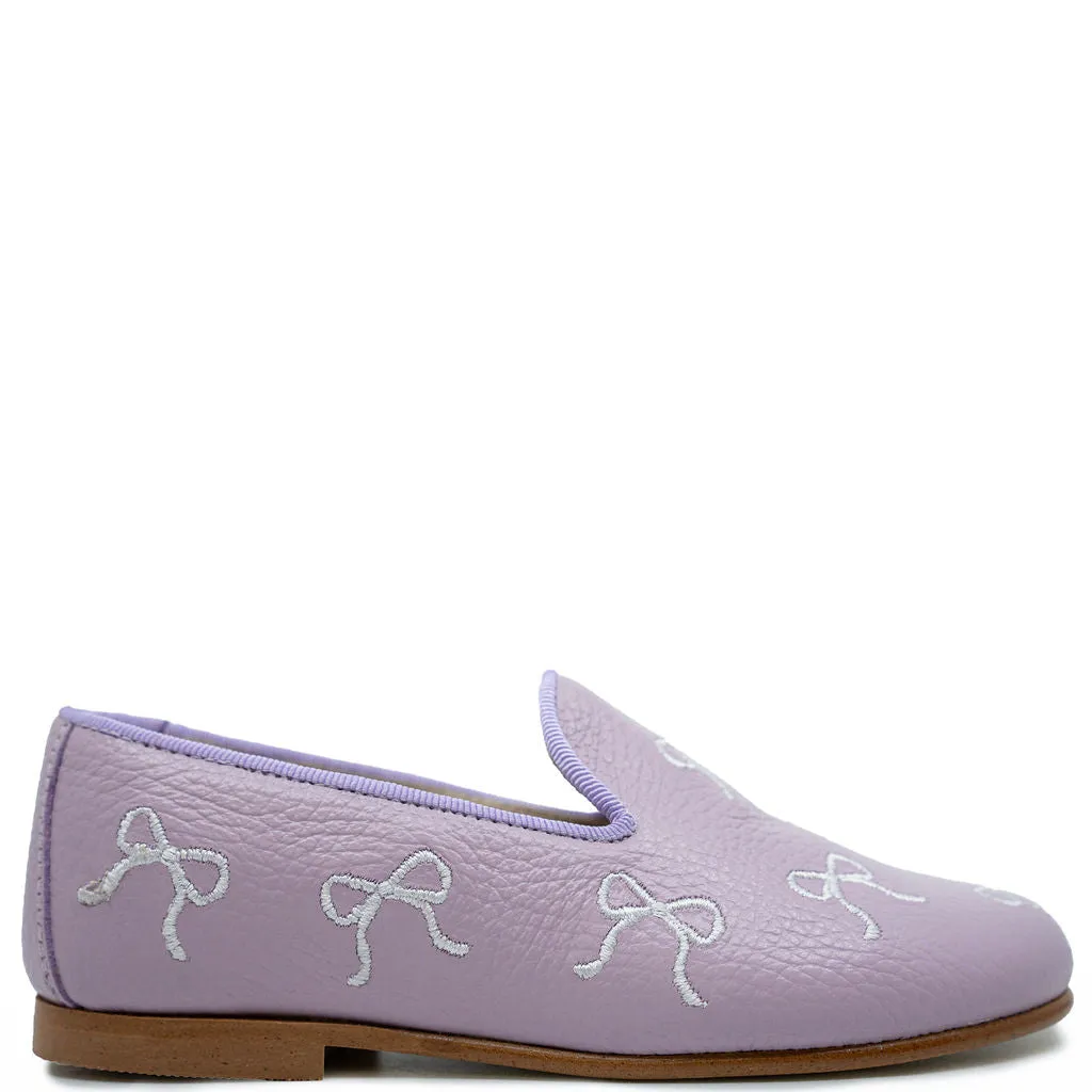 Spain Co Lilac Bow Embroidered Smoking Loafer