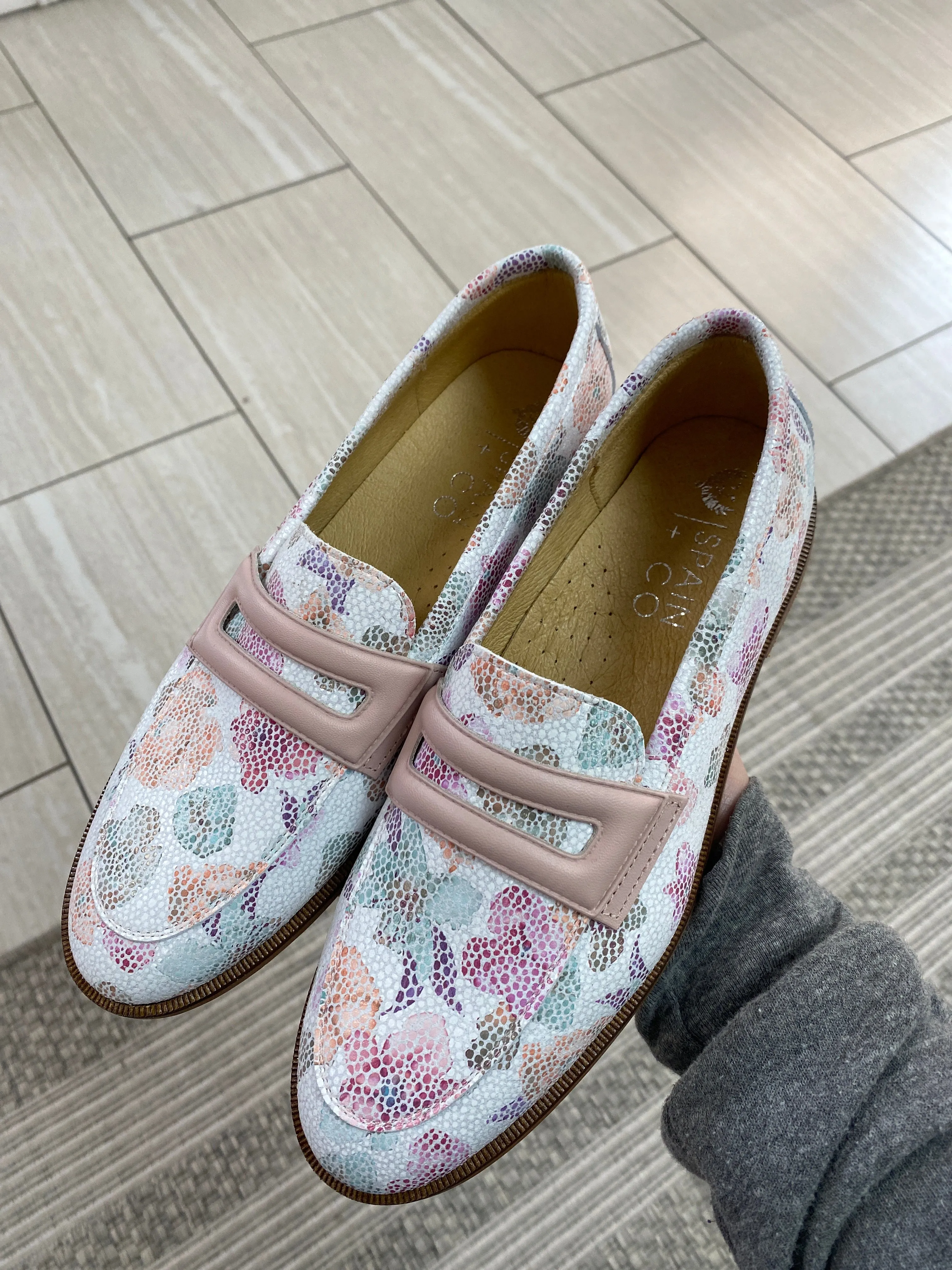 Spain Co Pink Floral Penny Loafer