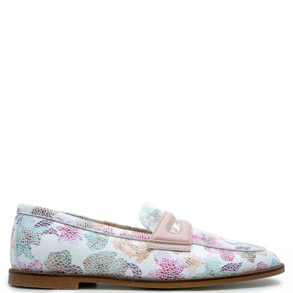 Spain Co Pink Floral Penny Loafer
