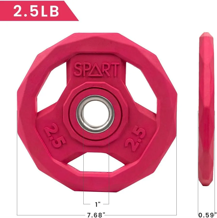 SPART Color Coded Weight Plate 1-Inch Rubber Coated Standard Grip Plate for Barbell,Solid Cast Iron Weight Plates for Strength Training,Weightlifting,Crossfit, Fit All 25/28mm Barbells