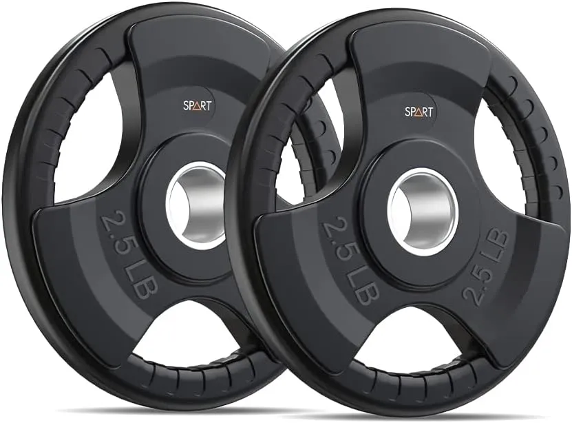 SPART Weight Plate 2-Inch Rubber Coated Olympic Grip Plate for Barbell,Solid Cast Iron Weight Plates in Pairs or Single for Strength Training,Weightlifting,Crossfit,Home Gym(5LB/10LB/25LB/35LB/45LB)