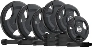 SPART Weight Plate 2-Inch Rubber Coated Olympic Grip Plate for Barbell,Solid Cast Iron Weight Plates in Pairs or Single for Strength Training,Weightlifting,Crossfit,Home Gym(5LB/10LB/25LB/35LB/45LB)