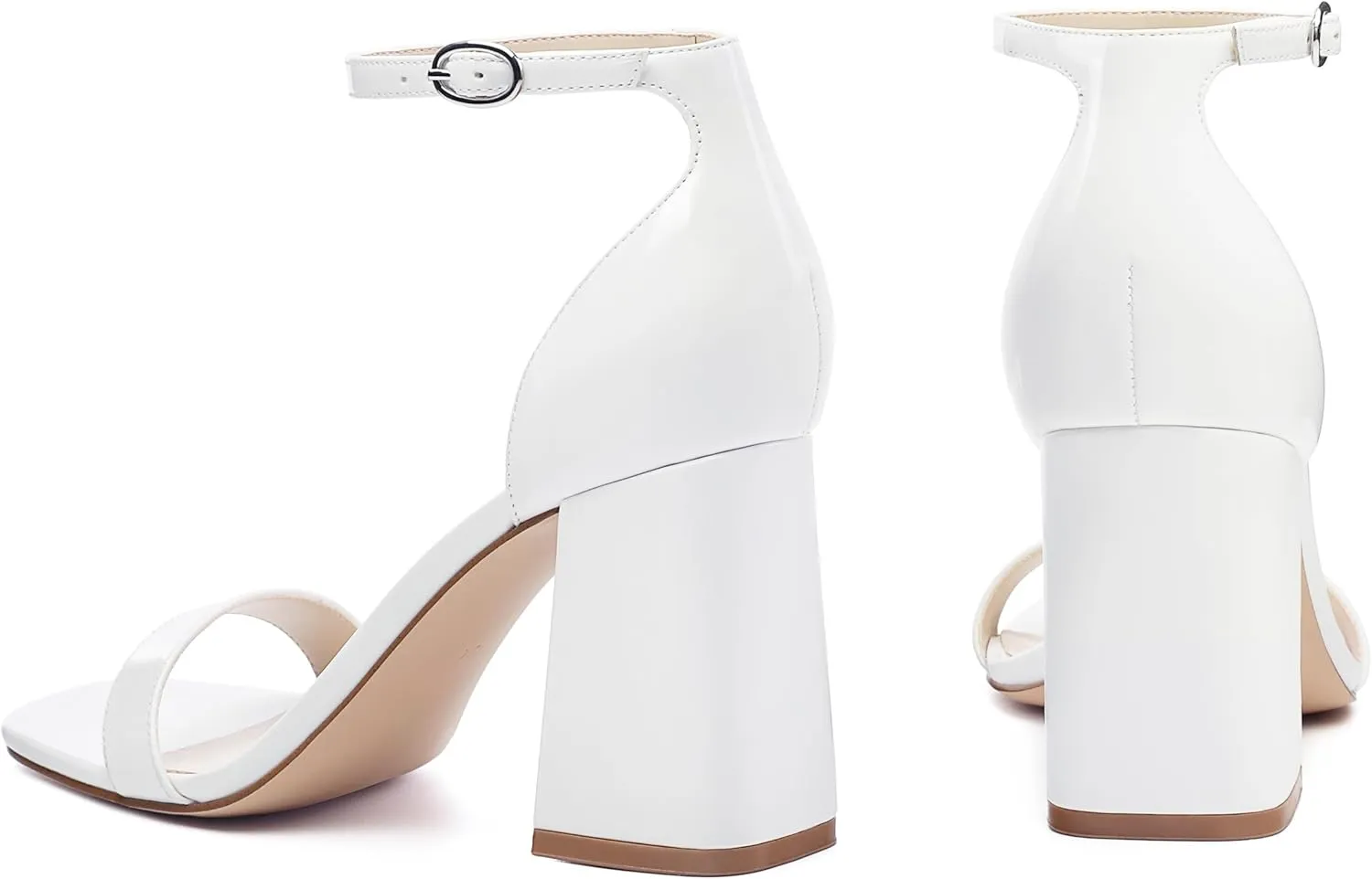 Square Open Toe Block High Heels for Women Ankle Strap Chunky Heeled Sandals Women's Summer Dress Sandal Shoes 3 Inch