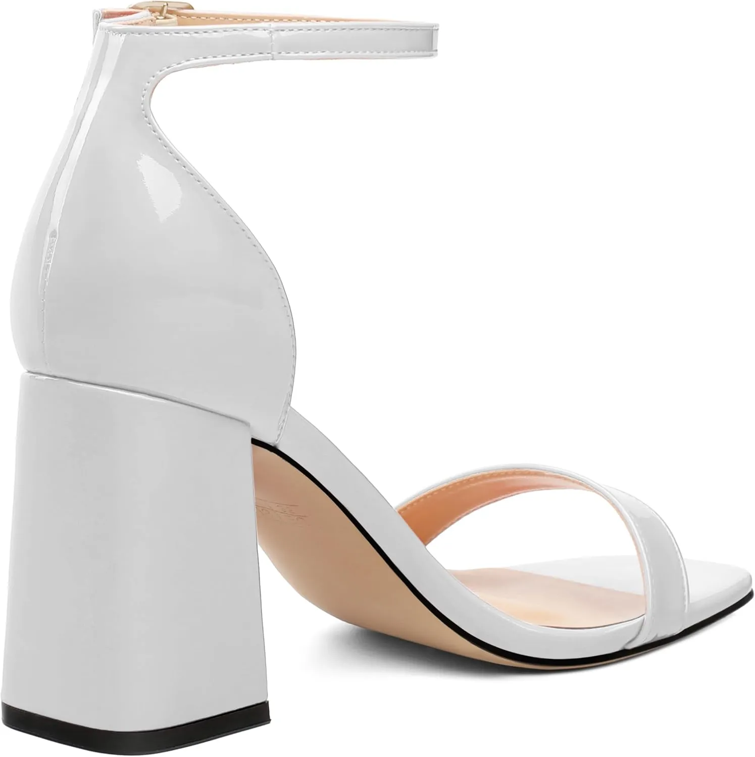 Square Open Toe Block High Heels for Women Ankle Strap Chunky Heeled Sandals Women's Summer Dress Sandal Shoes 3 Inch